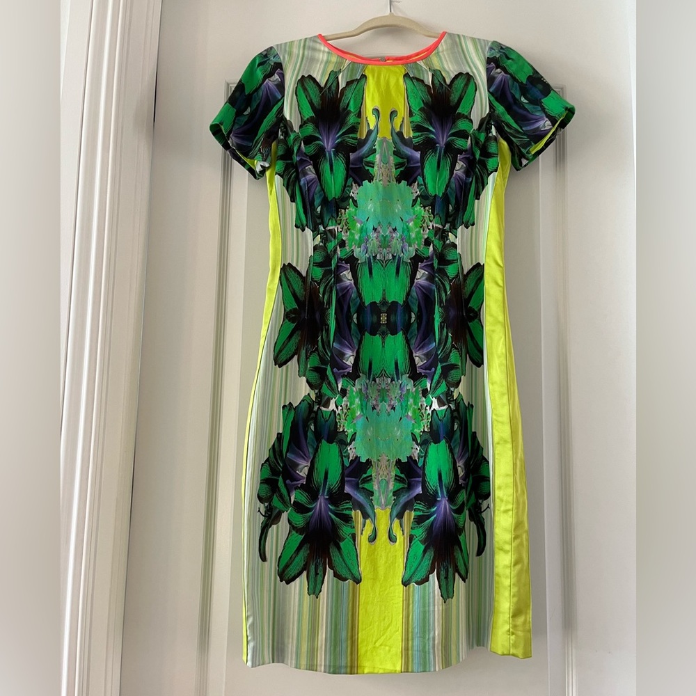 Tahari dress printed fabric with silky sides